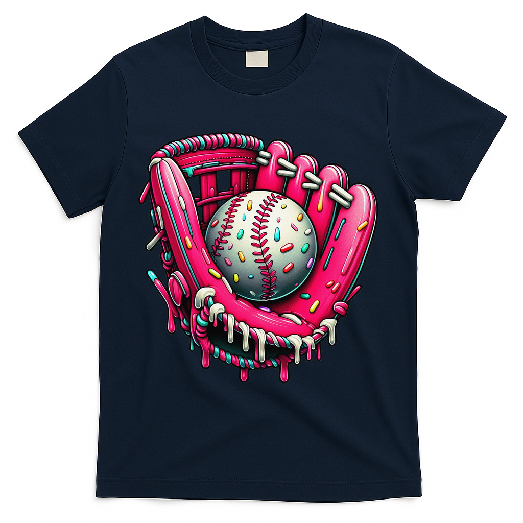 Baseball Drip For Ice Cream Drip Baseball T-Shirt - Navy