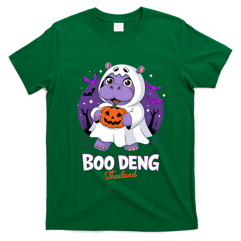 Boo Deng Halloween Costume Cute Baby Hippo Moo Deng Funny T-Shirt - Irish Green