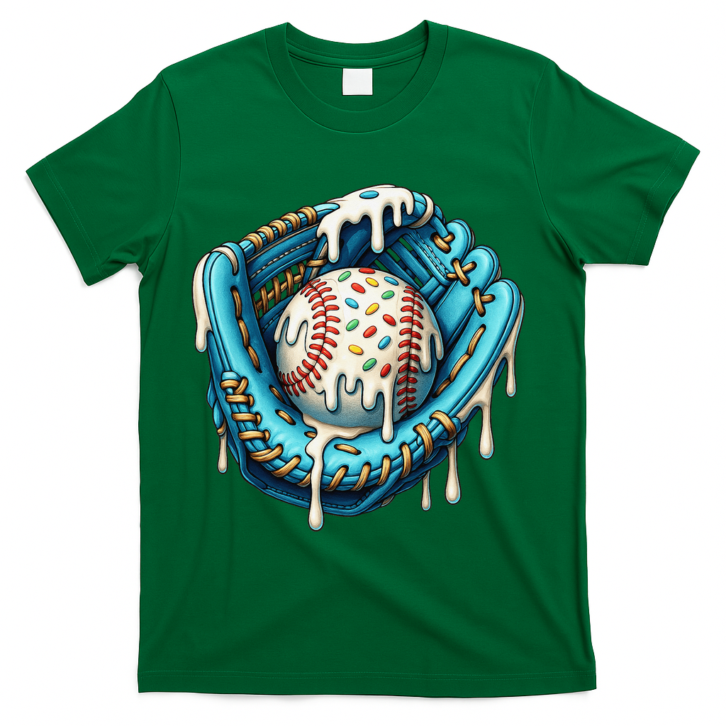 Baseball Drip Home Plate Ice Cream Respect The Drip T-Shirt - Green