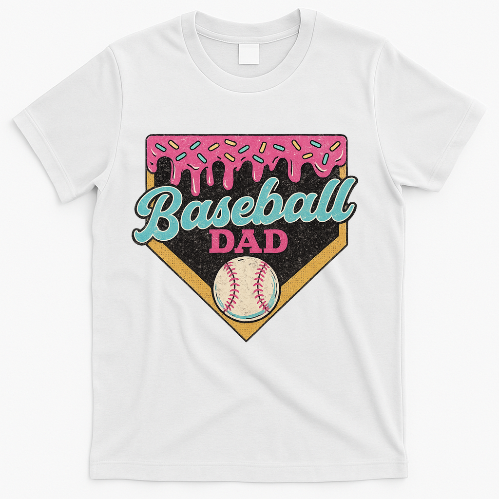 Baseball Dad Ice Cream Drip T-Shirt - White