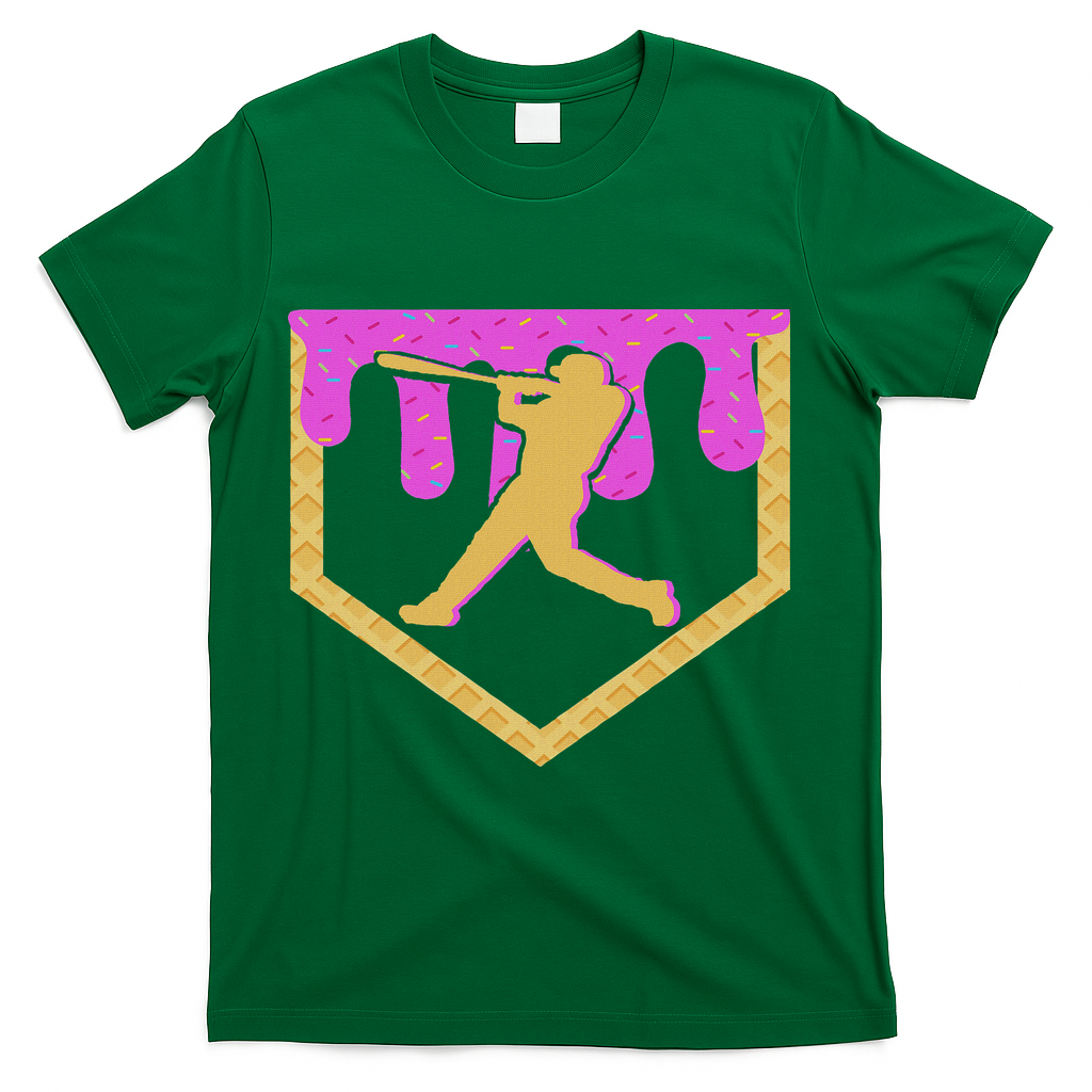 Baseball Drip Ice Cream Sprinkles T-Shirt - Green