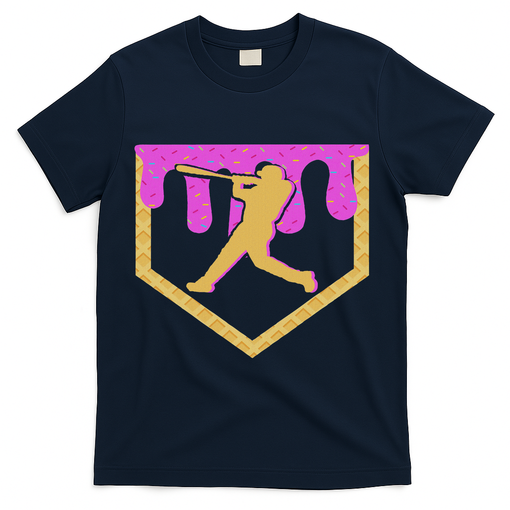 Baseball Drip Ice Cream Sprinkles T-Shirt - Navy
