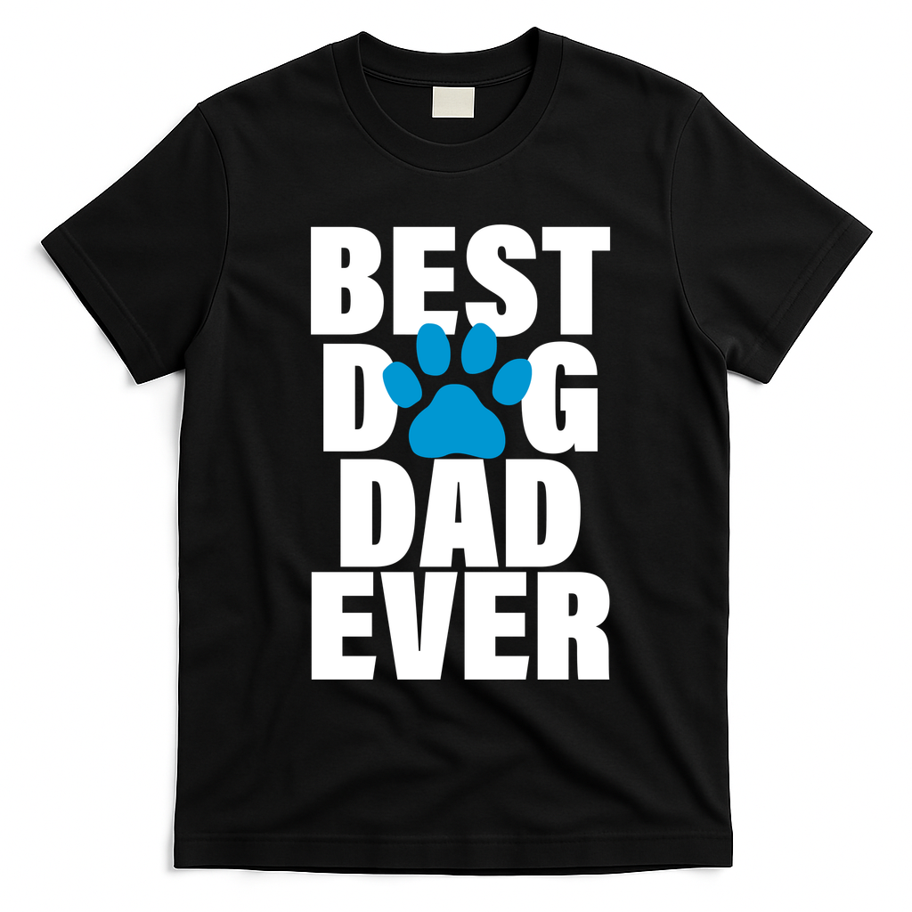 Best Dog Dad Ever Paw T-Shirt - Black