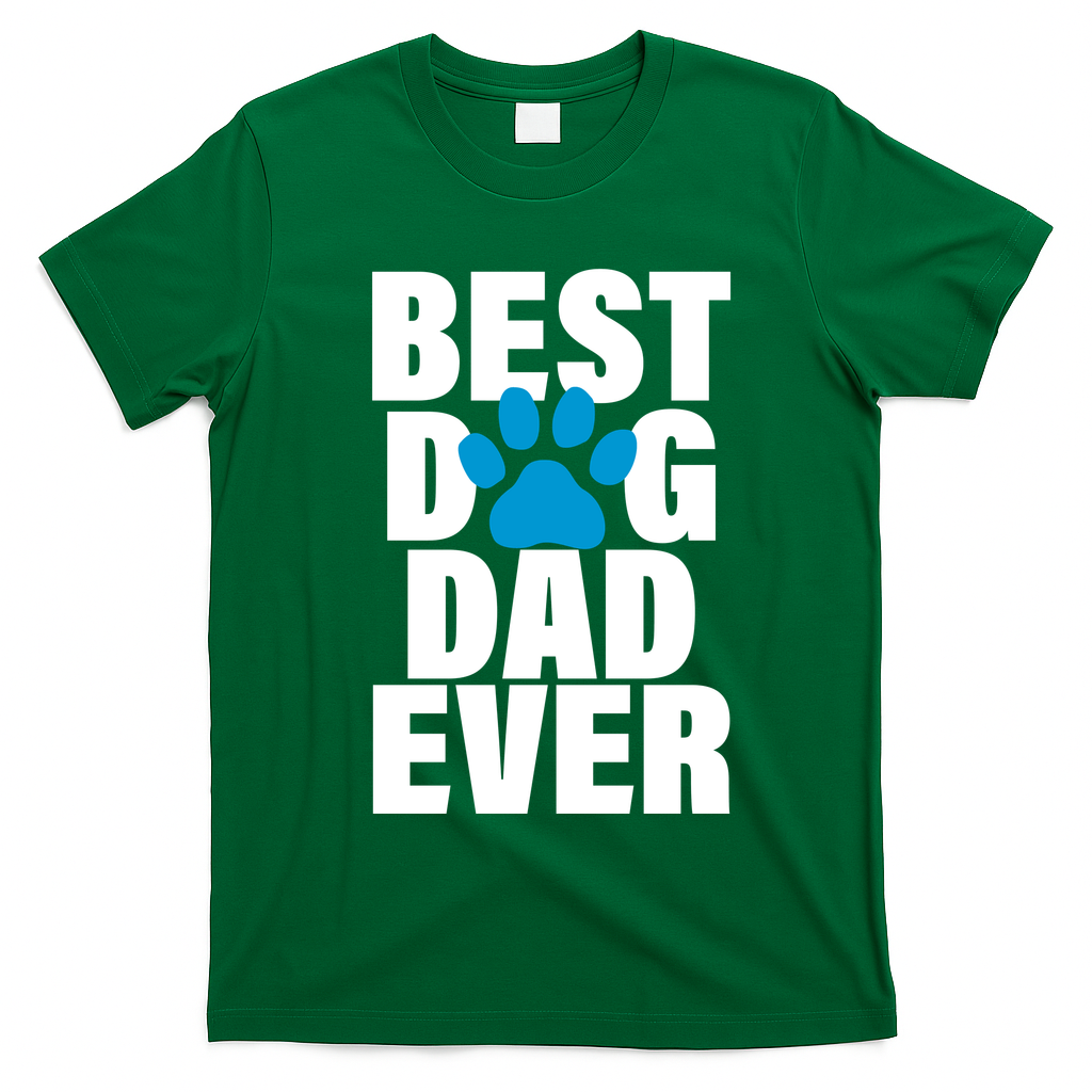 Best Dog Dad Ever Paw T-Shirt - Irish Green