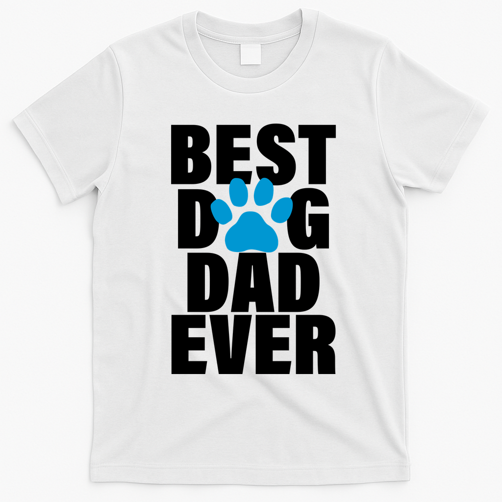 Best Dog Dad Ever Paw T-Shirt - White