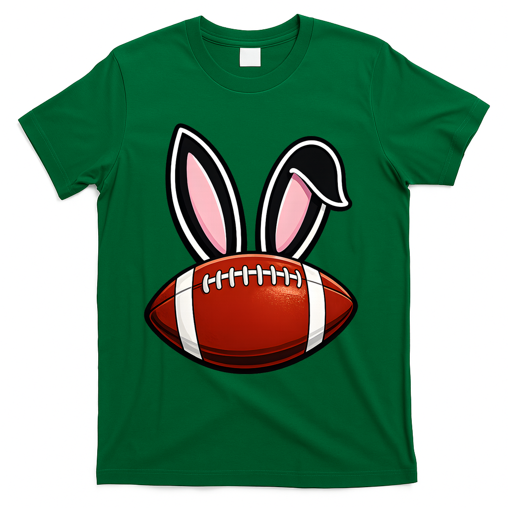Bunny Ears American Football Fan Funny Easter T-Shirt - Green