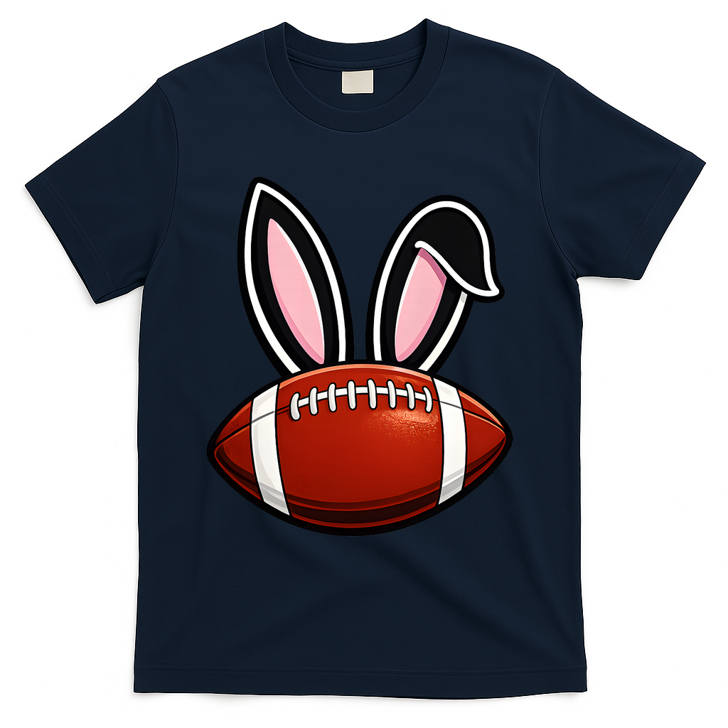 Bunny Ears American Football Fan Funny Easter T-Shirt - Navy