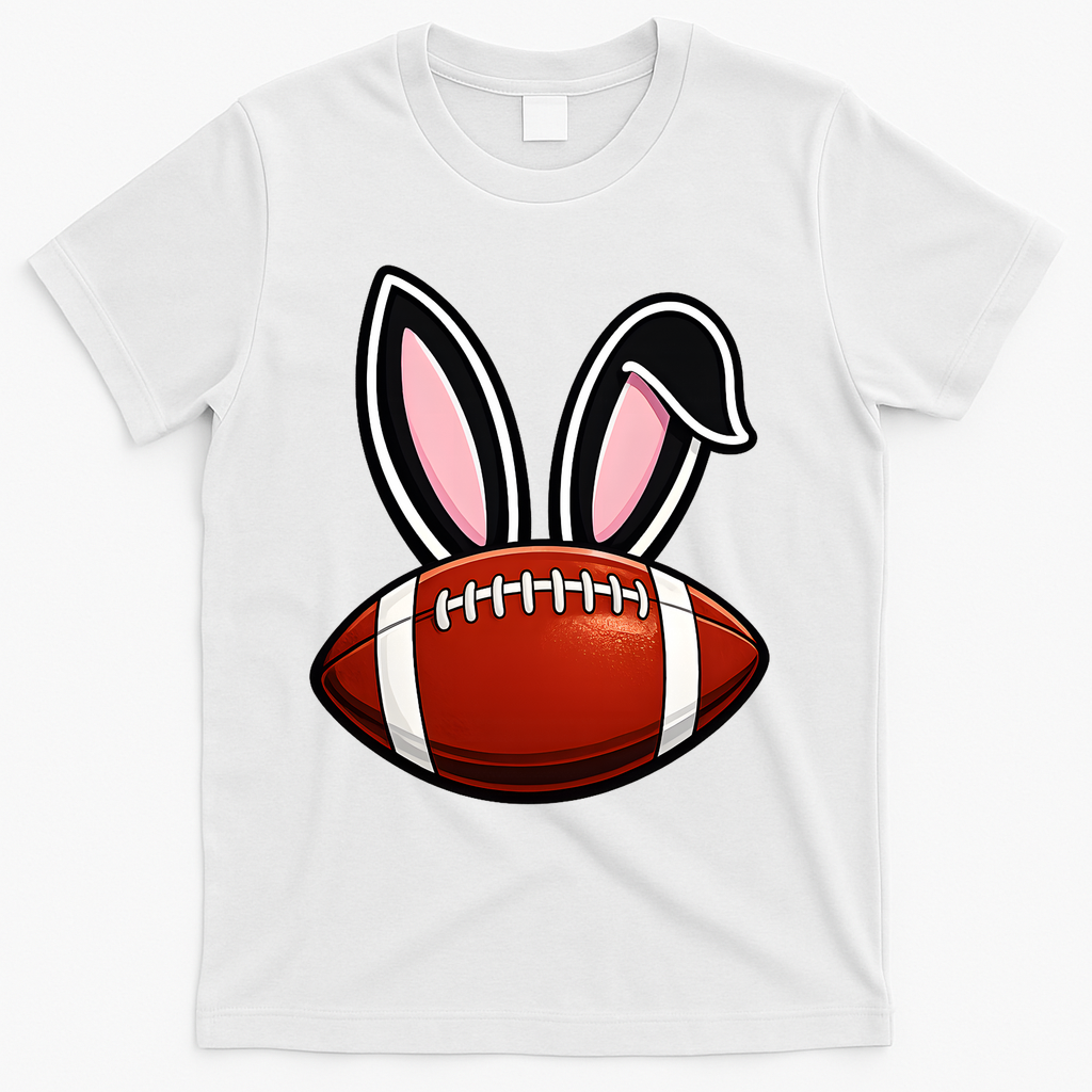 Bunny Ears American Football Fan Funny Easter T-Shirt - White