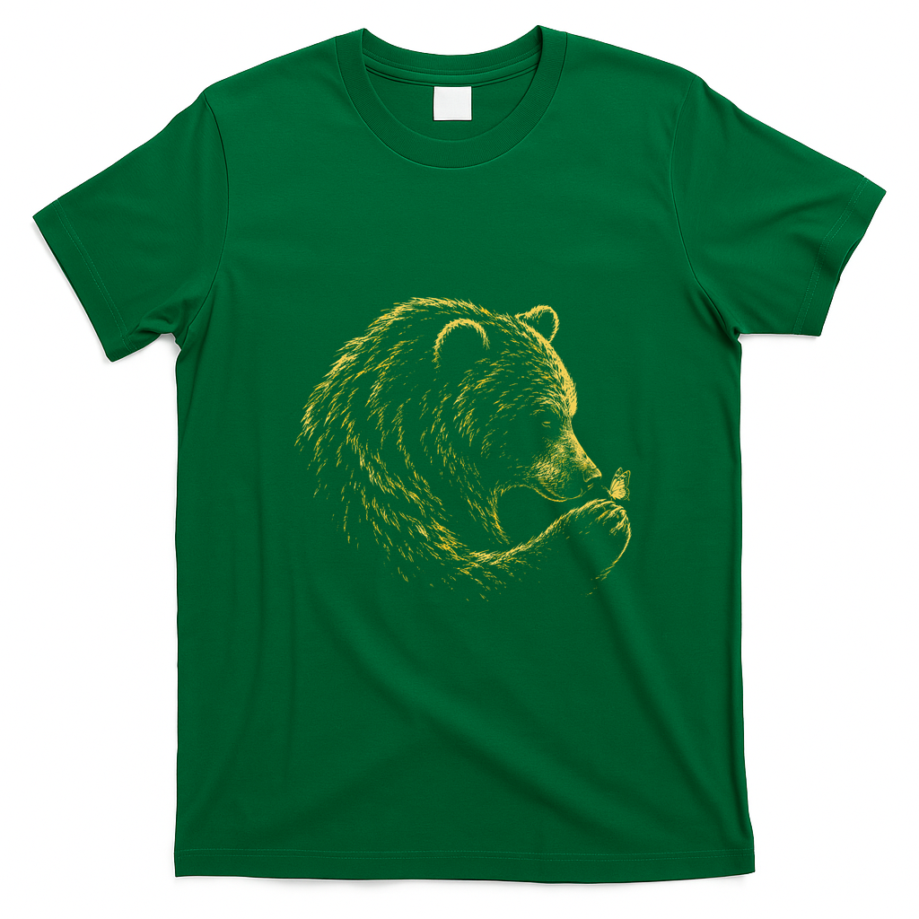 Bear Embracing Butterfly Nature Wildlife T-Shirt - Irish Green