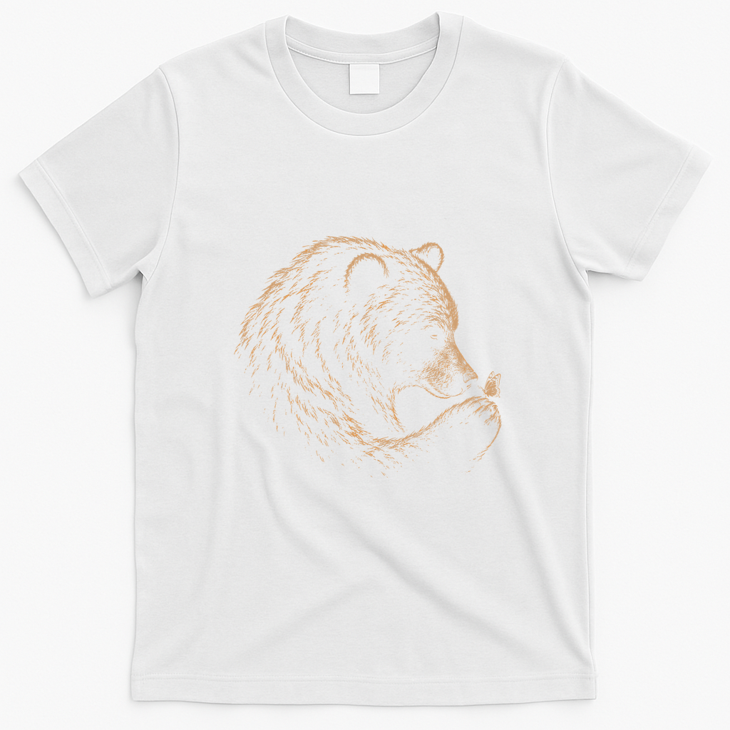 Bear Embracing Butterfly Nature Wildlife T-Shirt - White