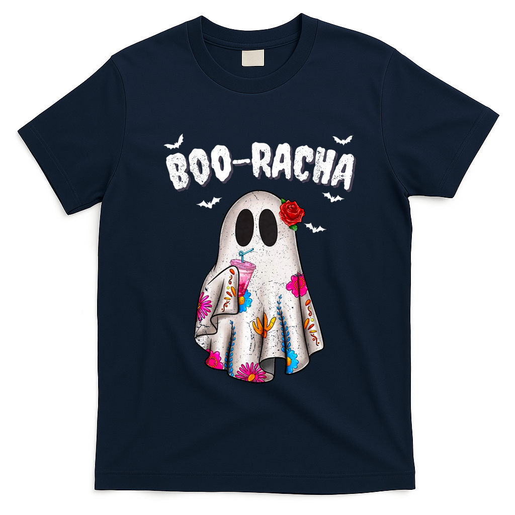 Booracha Funny Halloween Ghost Boo Jee Ghost For Halloween T-Shirt - Navy Blue