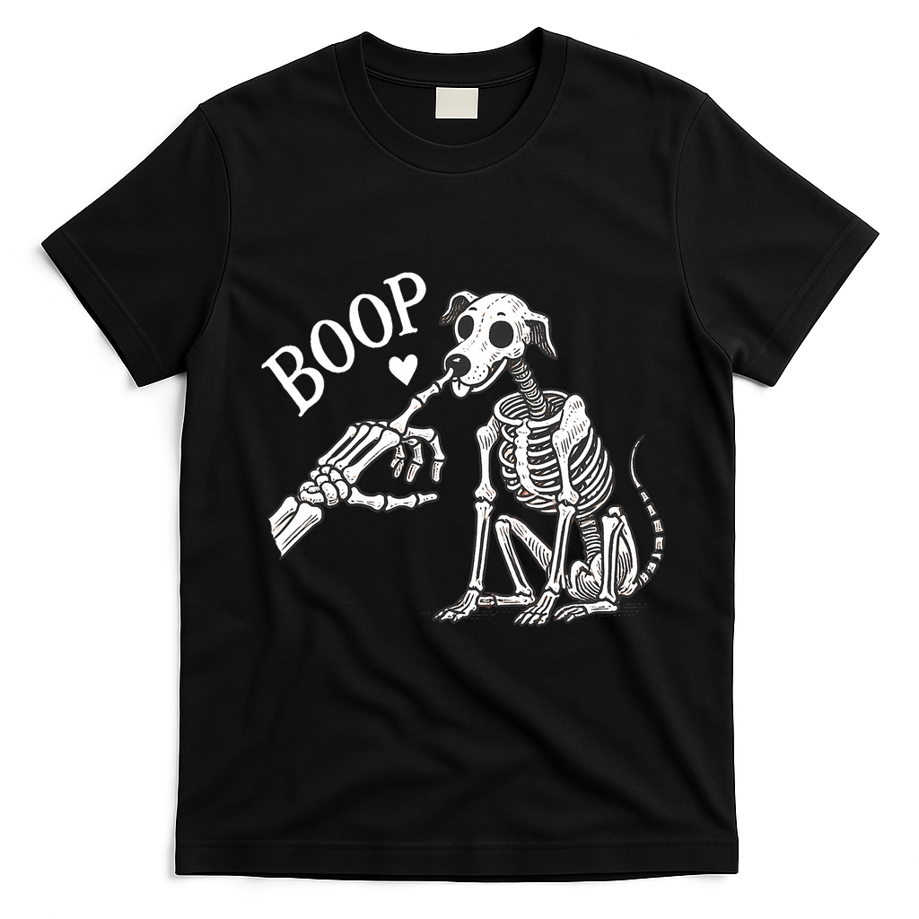Boop Hand Skeleton And Dog T-Shirt - Black