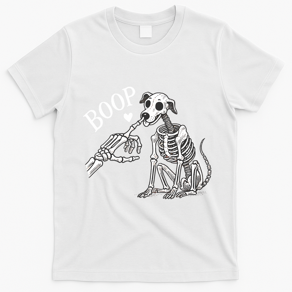 Boop Hand Skeleton And Dog T-Shirt - White