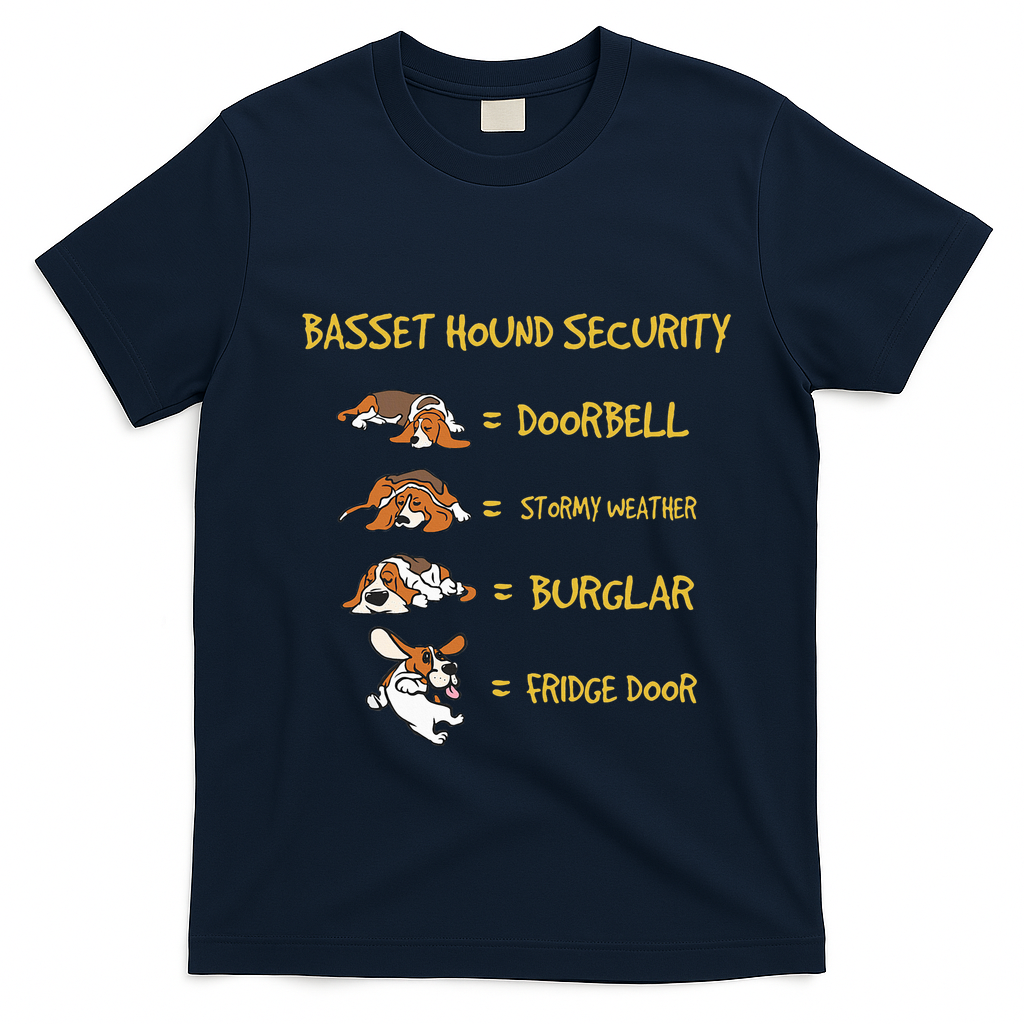 Basset Hound Security Gifts Funny Costume For Clothing T-Shirt - Navy Blue
