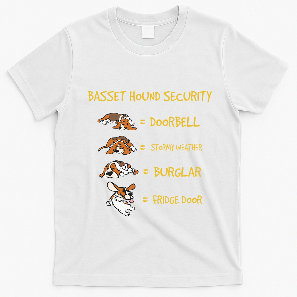 Basset Hound Security Gifts Funny Costume For Clothing T-Shirt - White