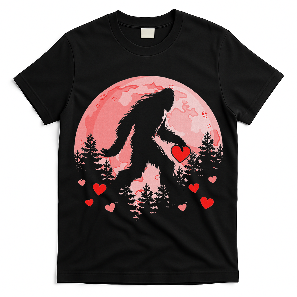 Bigfoot Heart Valentines Day T-Shirt