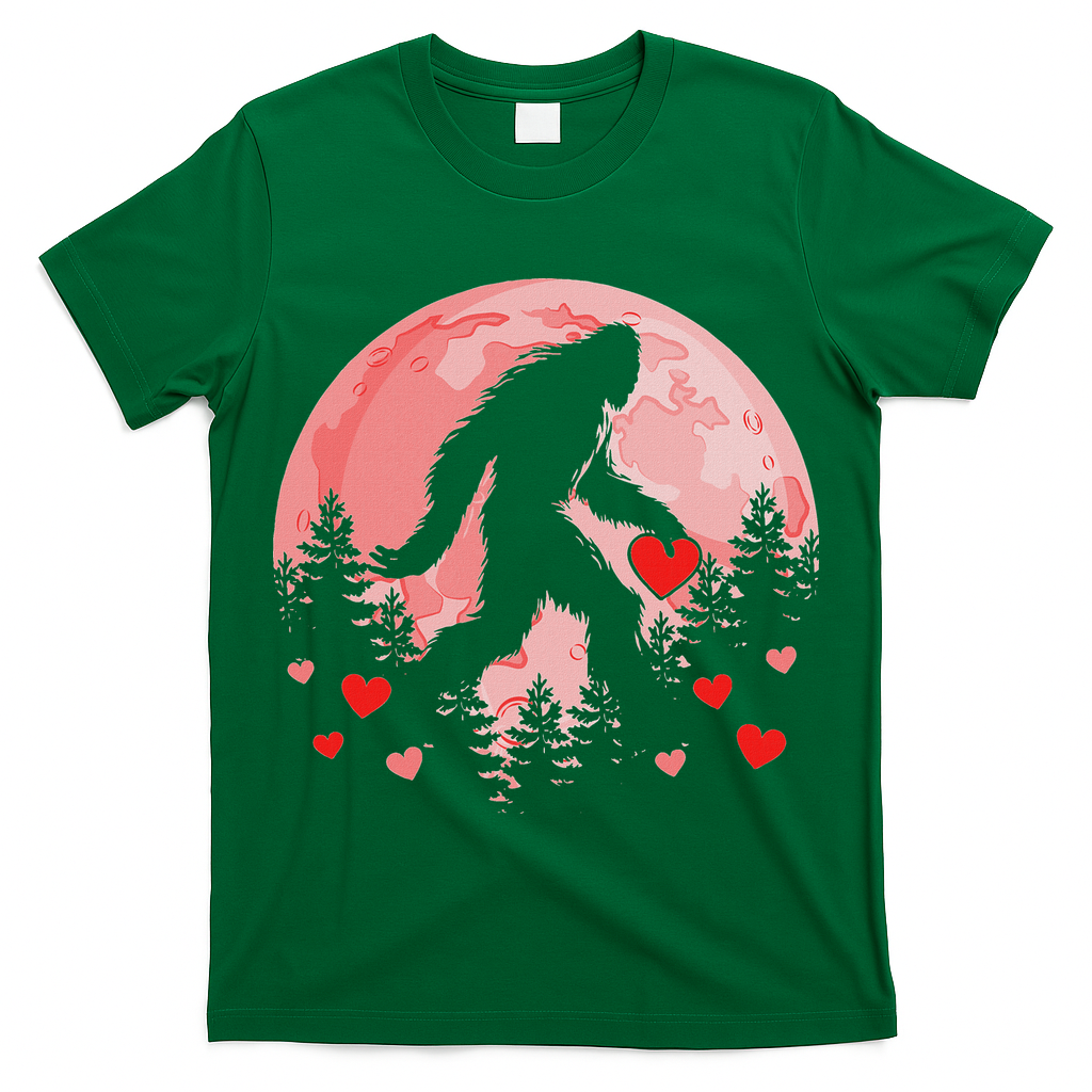 Bigfoot Heart Valentines Day T-Shirt
