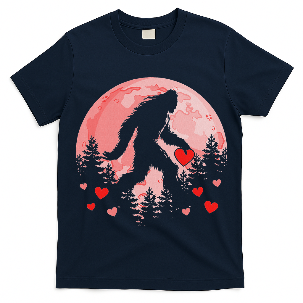 Bigfoot Heart Valentines Day T-Shirt