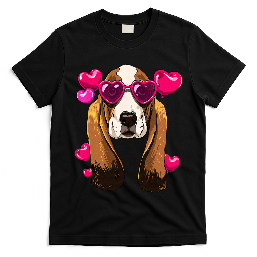 Basset Hound Valentines Day Heart Basset Hound Dog Lover T-Shirt