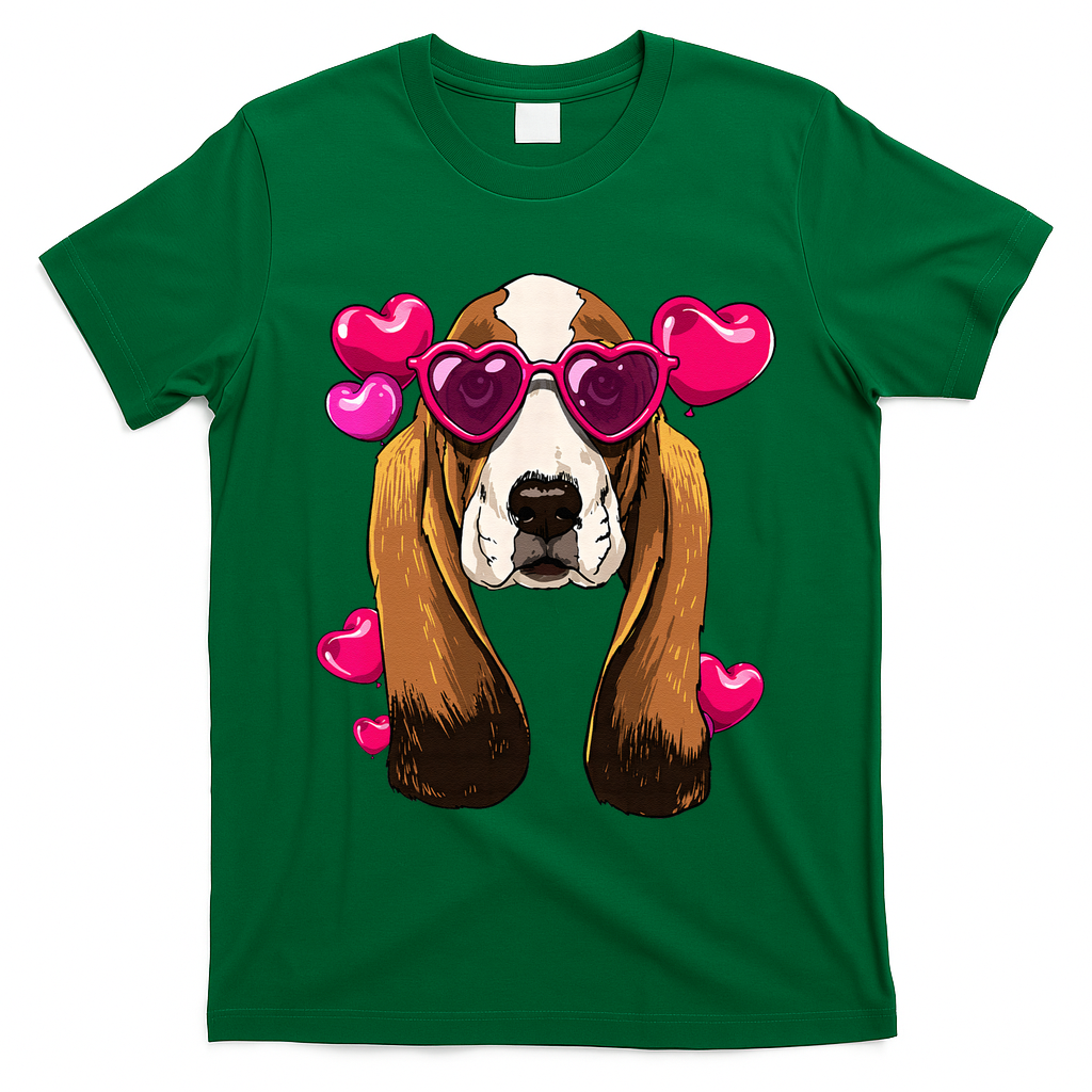 Basset Hound Valentines Day Heart Basset Hound Dog Lover T-Shirt