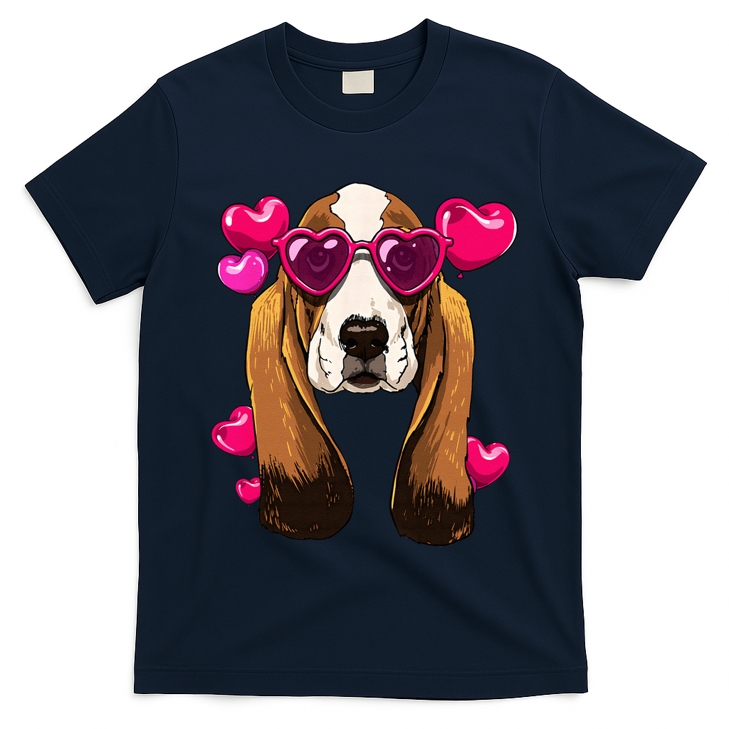 Basset Hound Valentines Day Heart Basset Hound Dog Lover T-Shirt