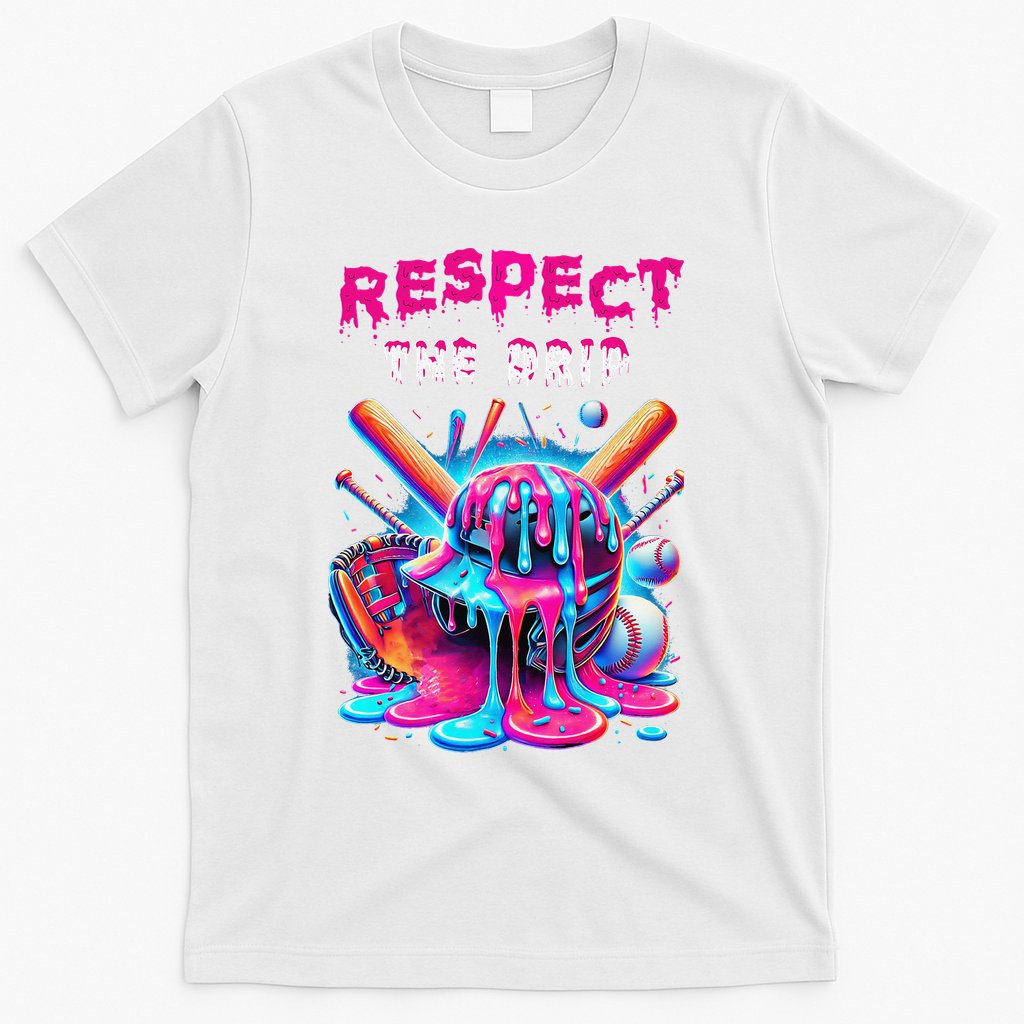 Baseball Ice Cream Drip Respect The Drip Gift T-Shirt - White