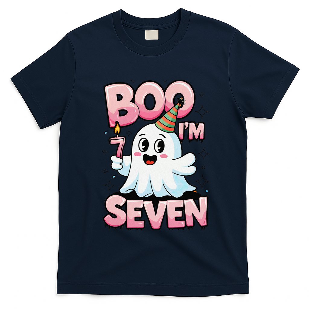 Boo IM Seven Ghost Theme For October T-Shirt - Navy Blue