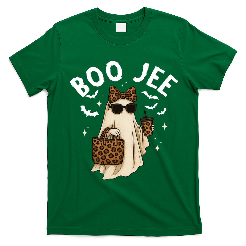 Boo JEE Boujee Ghost Halloween October Vibes T-Shirt - Irish Green