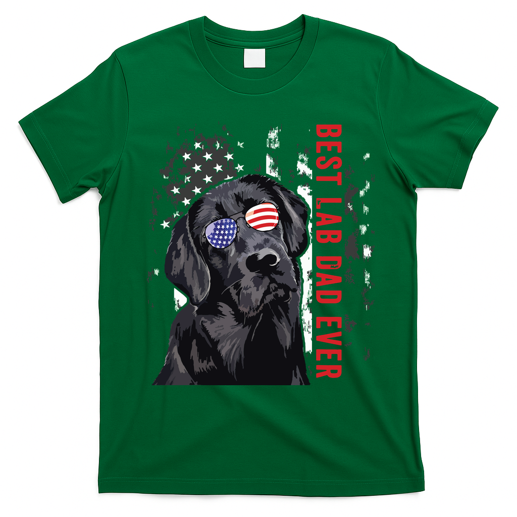 Best Lab Dad Ever Labrador Dog American Flag Fathers Day T-Shirt - Irish Green