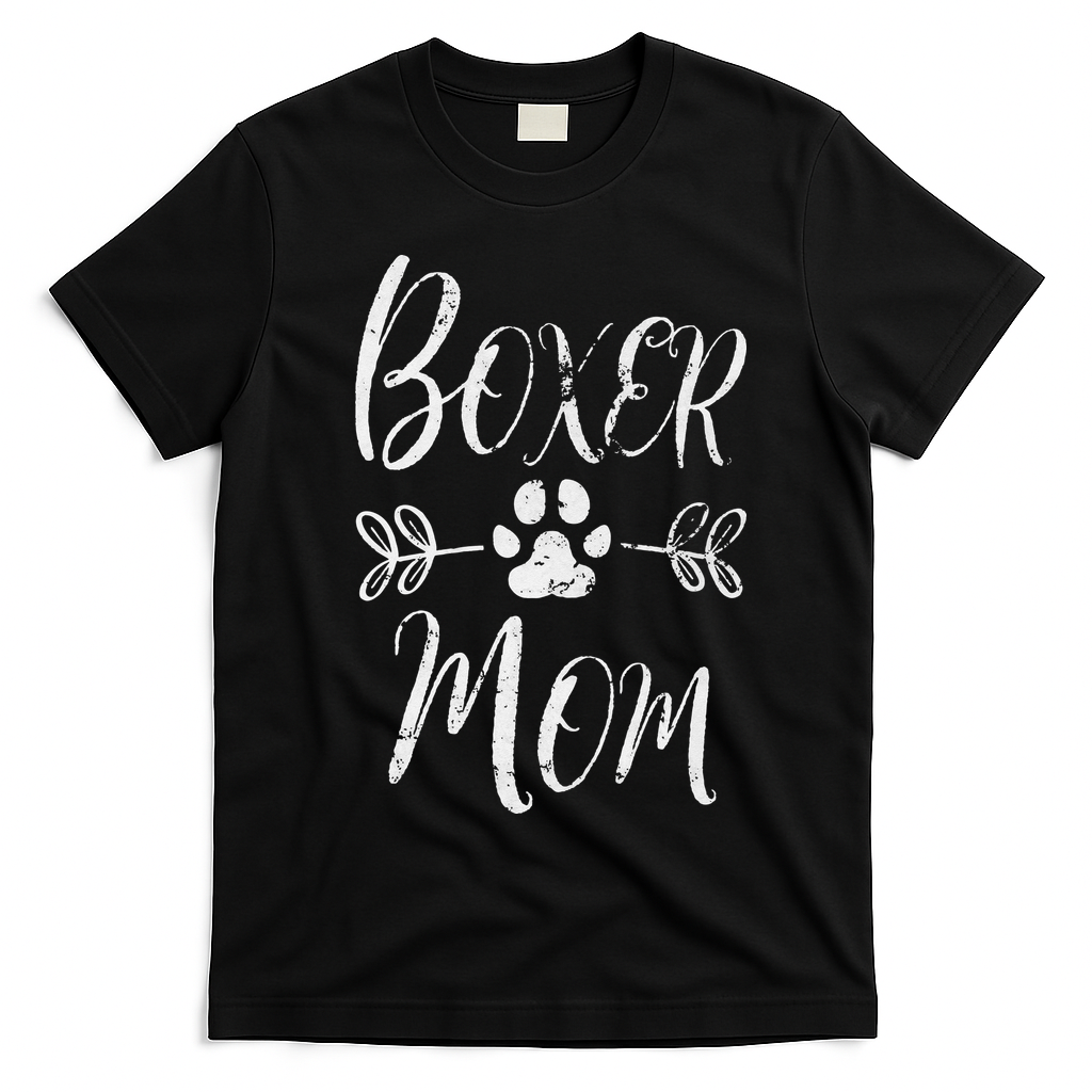 Boxer Mom Boxer Dog Lover Owner Funny Boxer Dog Mom T-Shirt - Black