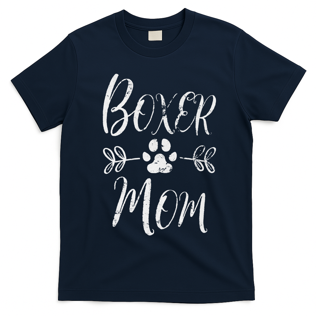 Boxer Mom Boxer Dog Lover Owner Funny Boxer Dog Mom T-Shirt - Navy Blue