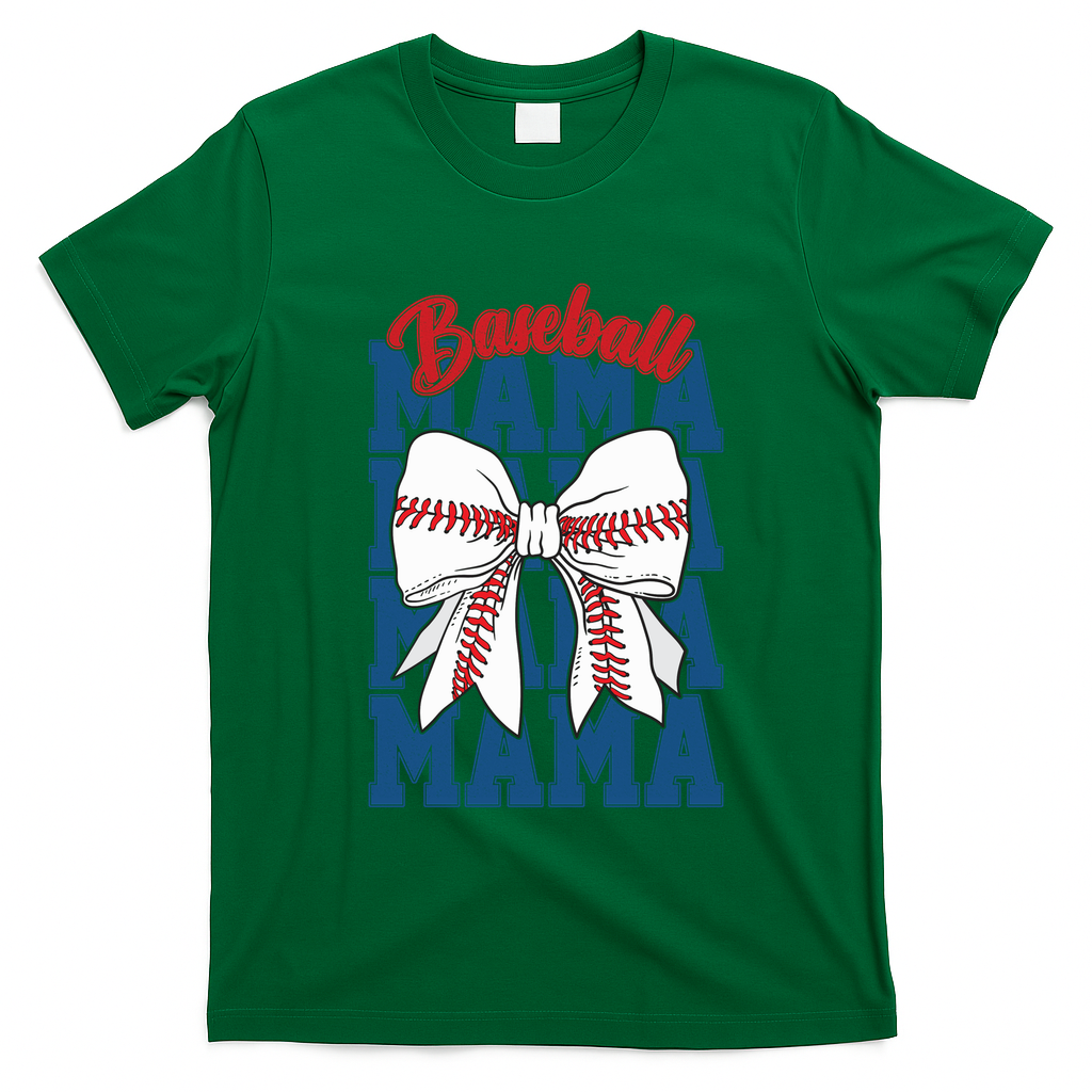 Baseball Mama Coquette Bow Game Day Baseball Mom Mother T-Shirt