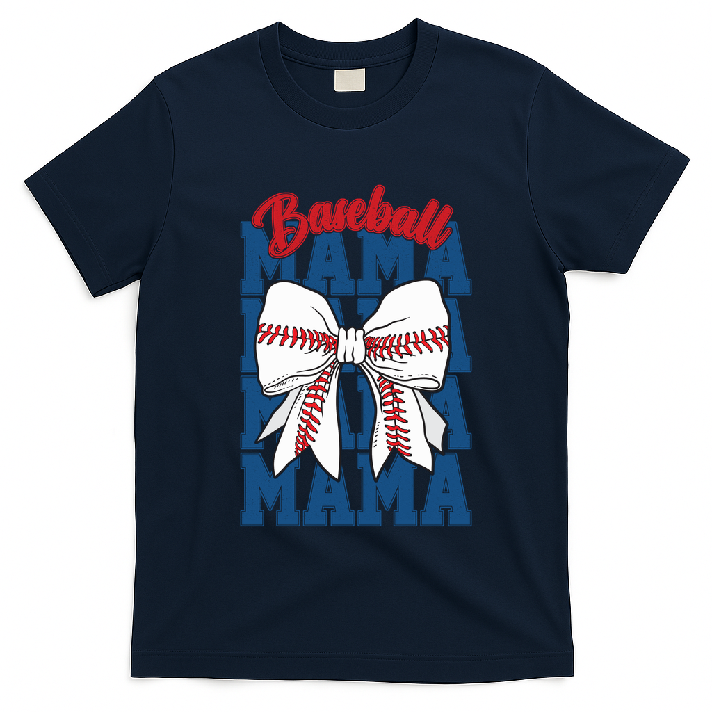Baseball Mama Coquette Bow Game Day Baseball Mom Mother T-Shirt