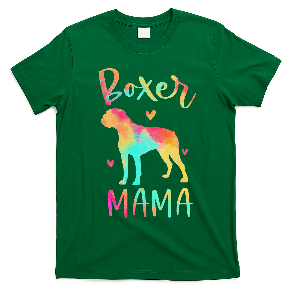 Boxer Mama Colorful Boxer Gifts Dog Mom T-Shirt - Irish Green