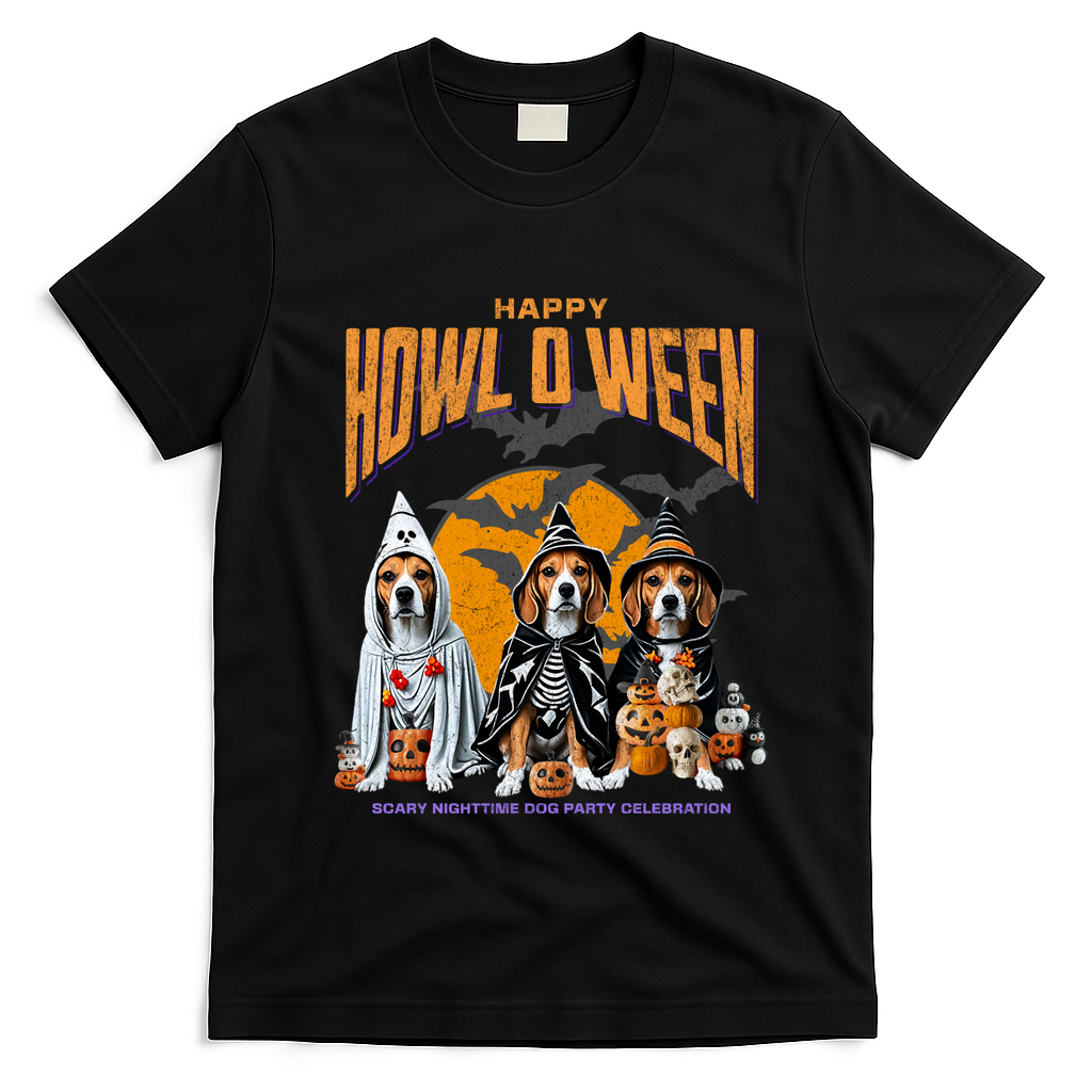 Beagle Mom Dad Halloween Lovers T-Shirt - Black