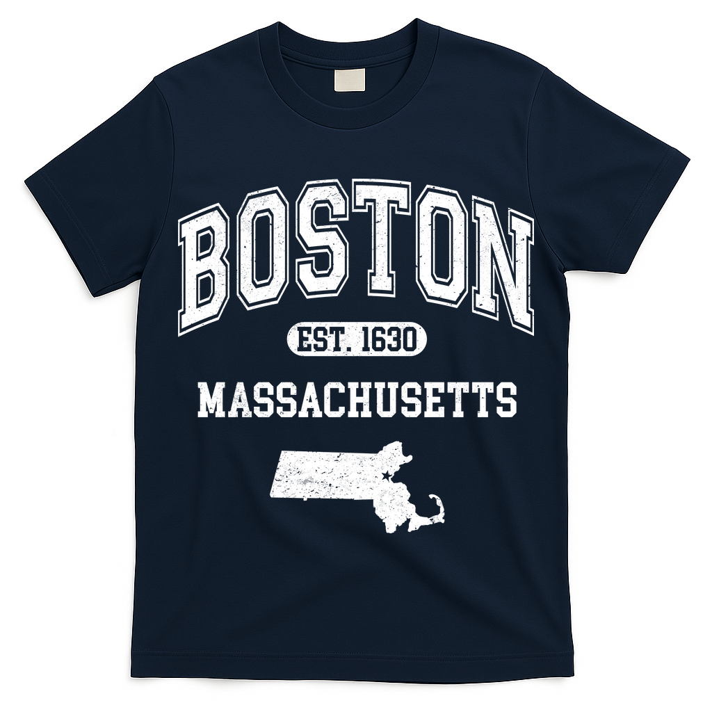 Boston Massachusetts Est. 1630 Varsity T-Shirt