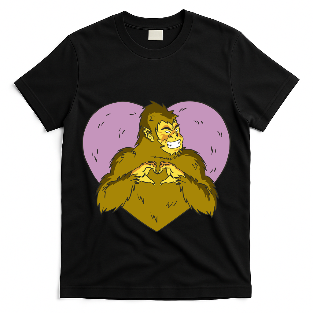 Bigfoot Monster Heart Cute Gift T-Shirt