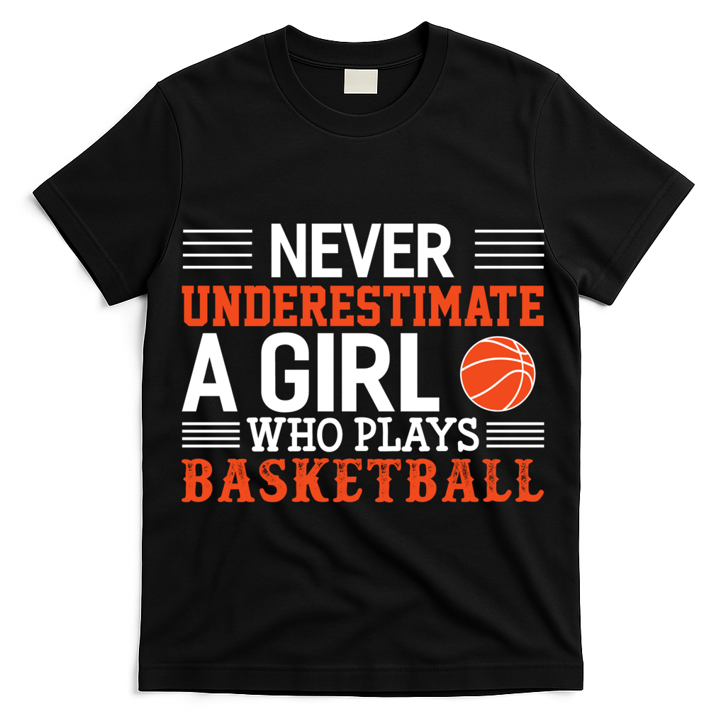 Basketball Never Underestimate A Girl Who Plays Basketball Great Gift T-Shirt