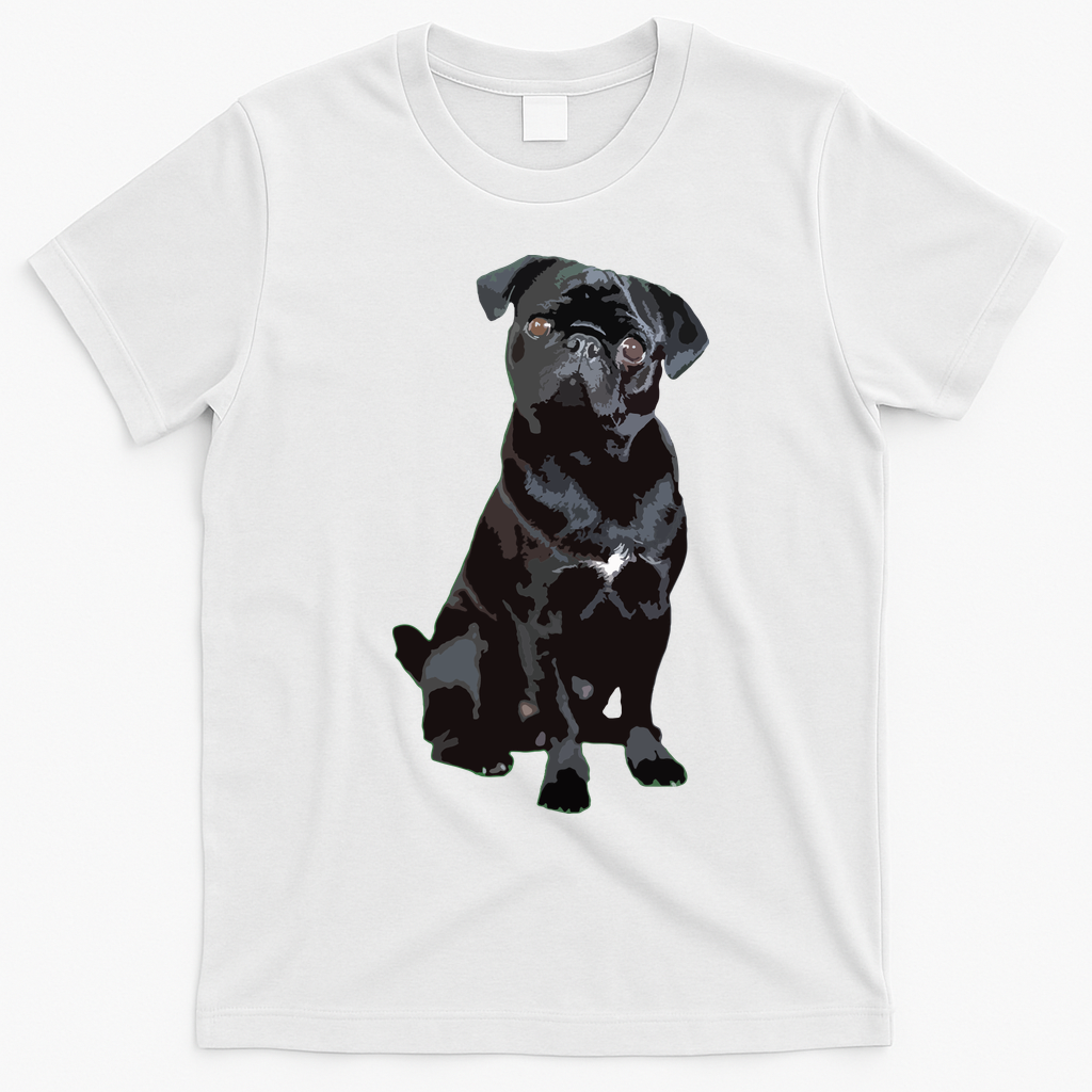 Black Pug Dog For Dog Mom Dad Funny Cute Black Pug T-Shirt - White