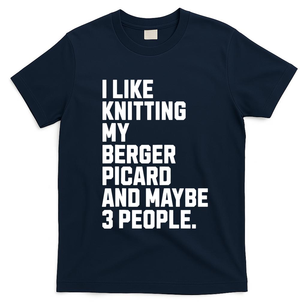 Berger Picard Dog Owner Knitting Lover Funny Knitter T-Shirt - Navy Blue