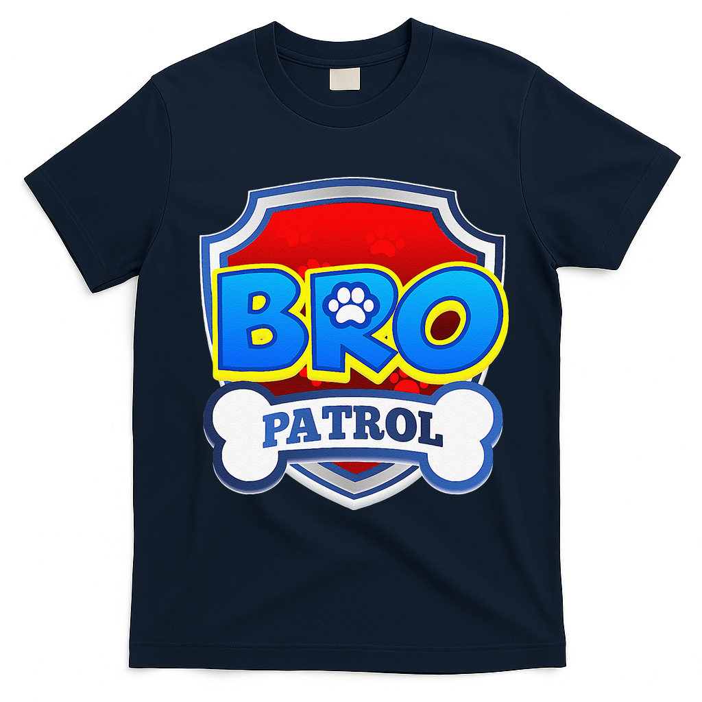 Bro Patrol Dog Funny Gift Birthday Party T-Shirt - Navy Blue