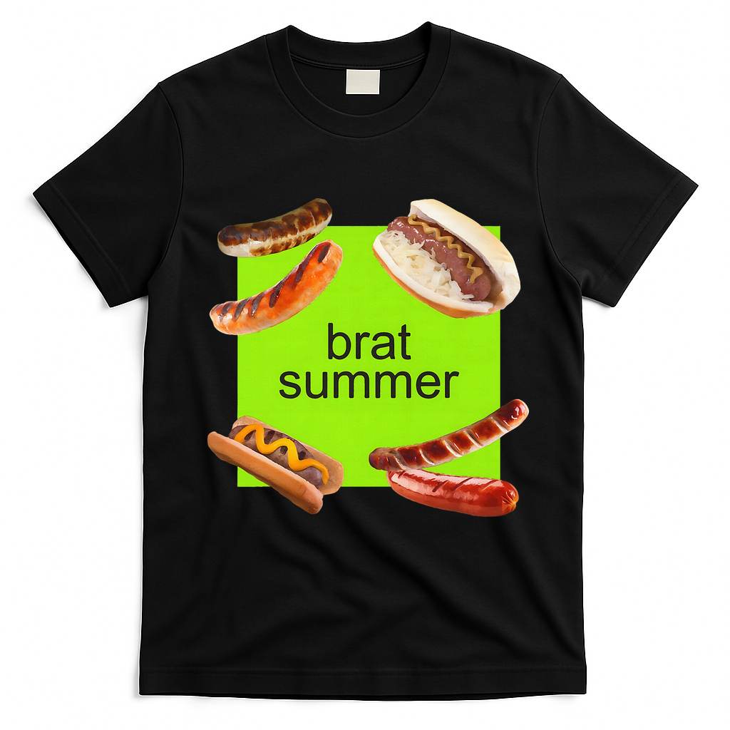 Brat Summer Funny Hot Dog Bratwurst Summer T-Shirt - Black
