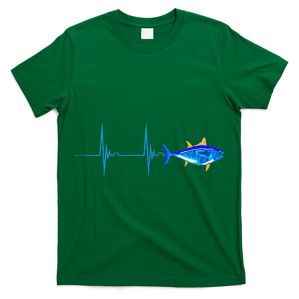 Bluefin Tuna Heartbeat EKG Pulseline Deep Sea Fishing T-Shirt