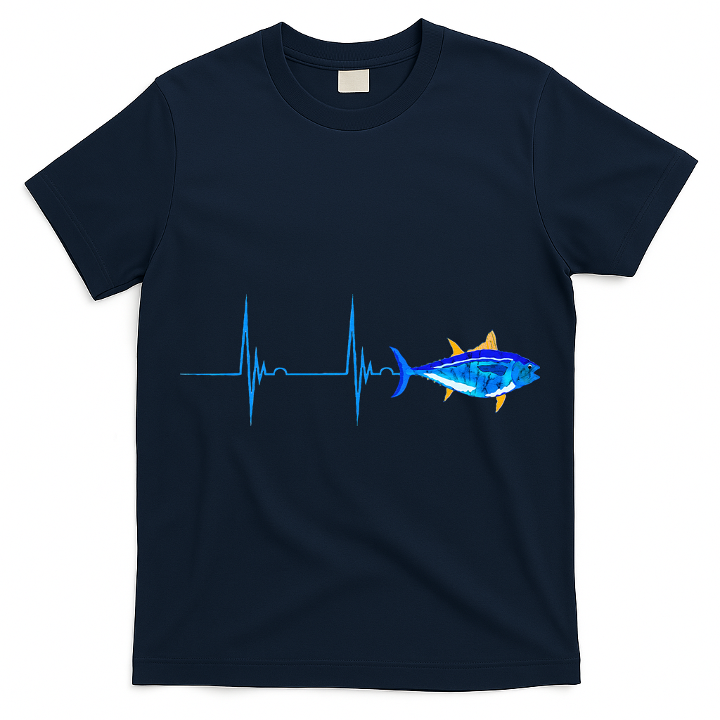 Bluefin Tuna Heartbeat EKG Pulseline Deep Sea Fishing T-Shirt
