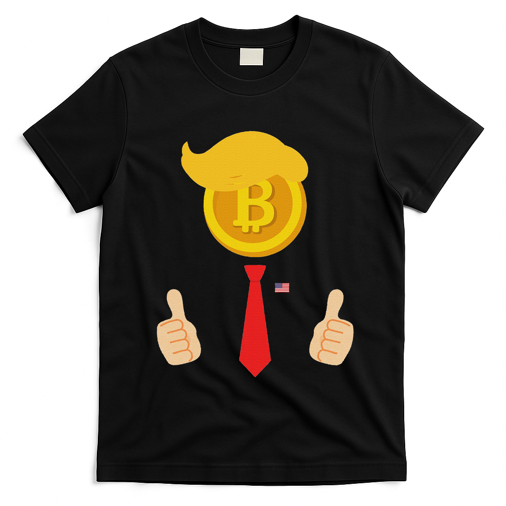 Bitcoin Trump Hair Cryptocurrency President Trump 45 47 Maga T-Shirt - Black