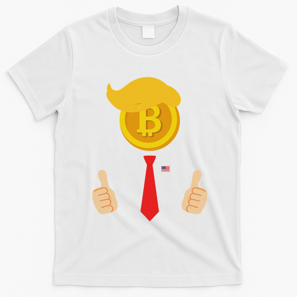Bitcoin Trump Hair Cryptocurrency President Trump 45 47 Maga T-Shirt - White