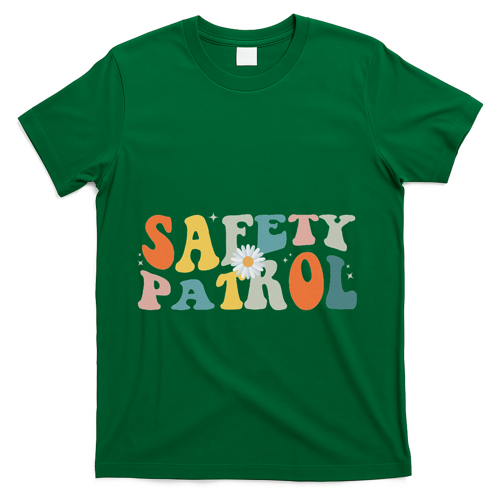 Back To School Student Safety Patrol Groovy T-Shirt - Green