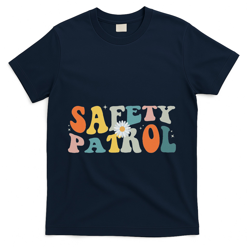 Back To School Student Safety Patrol Groovy T-Shirt - Navy