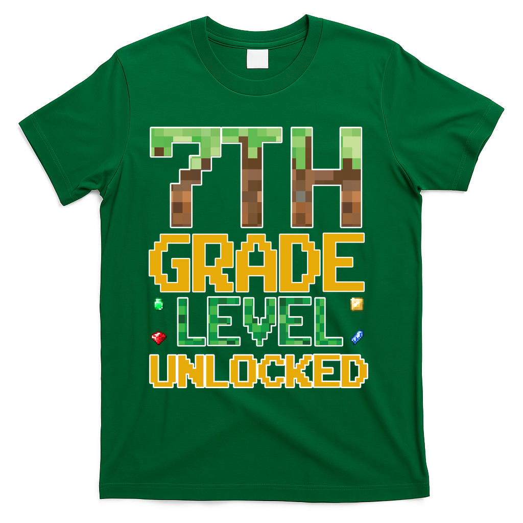 Back To School 7th Grade Gamer T-Shirt - Green