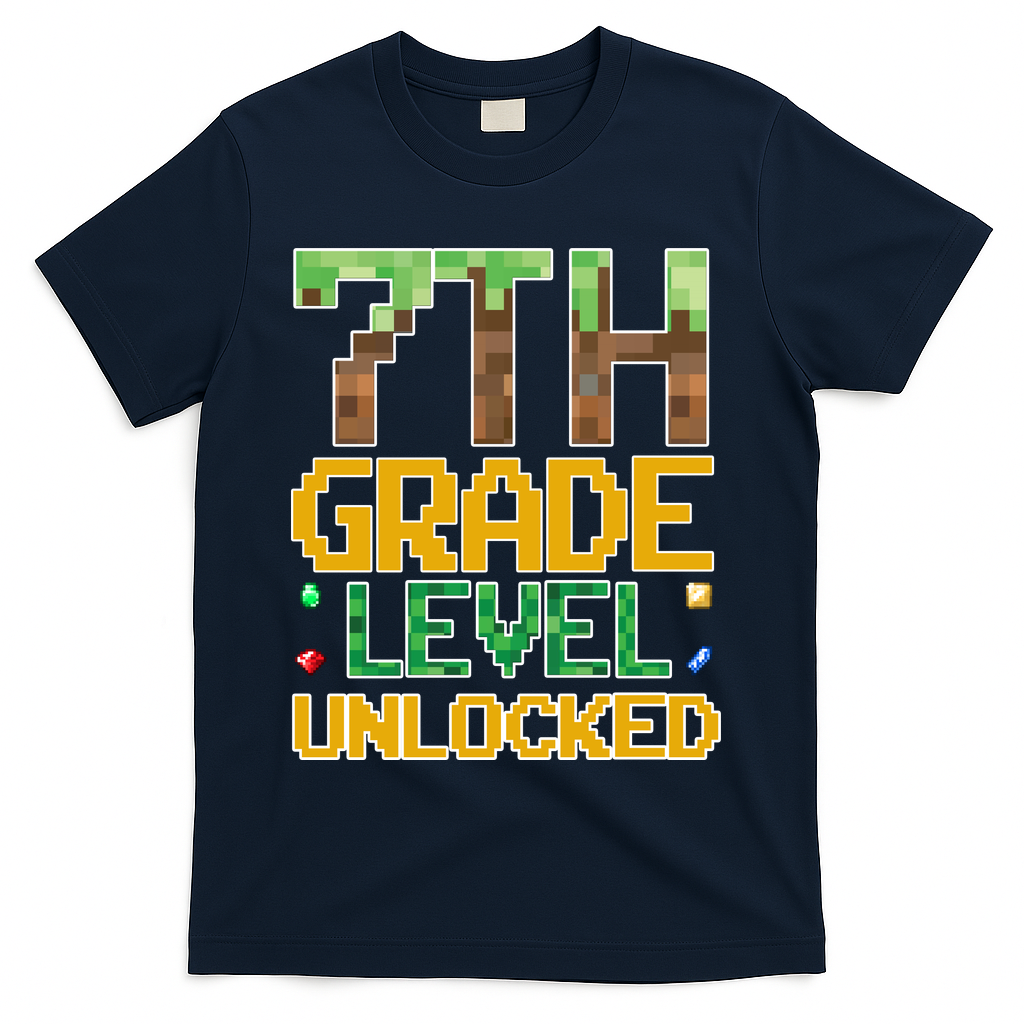 Back To School 7th Grade Gamer T-Shirt - Navy